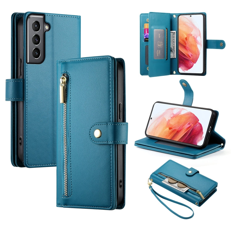 Custodia per cellulare in pelle con nove scomparti per carte e cerniera, For Samsung Galaxy S22+ 5G, For Samsung Galaxy S22 5G, For Samsung Galaxy S21 FE 5G, For Samsung Galaxy S21 5G