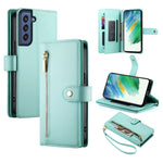 Custodia per cellulare in pelle con nove scomparti per carte e cerniera, For Samsung Galaxy S22+ 5G, For Samsung Galaxy S22 5G, For Samsung Galaxy S21 FE 5G, For Samsung Galaxy S21 5G