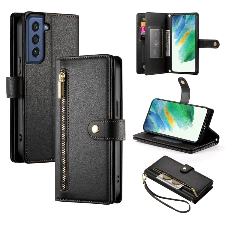 Custodia per cellulare in pelle con nove scomparti per carte e cerniera, For Samsung Galaxy S22+ 5G, For Samsung Galaxy S22 5G, For Samsung Galaxy S21 FE 5G, For Samsung Galaxy S21 5G