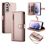 Custodia per cellulare in pelle con nove scomparti per carte e cerniera, For Samsung Galaxy S21+ 5G, For Samsung Galaxy S21 Ultra 5G