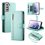 Custodia per cellulare in pelle con nove scomparti per carte e cerniera, For Samsung Galaxy S21+ 5G, For Samsung Galaxy S21 Ultra 5G