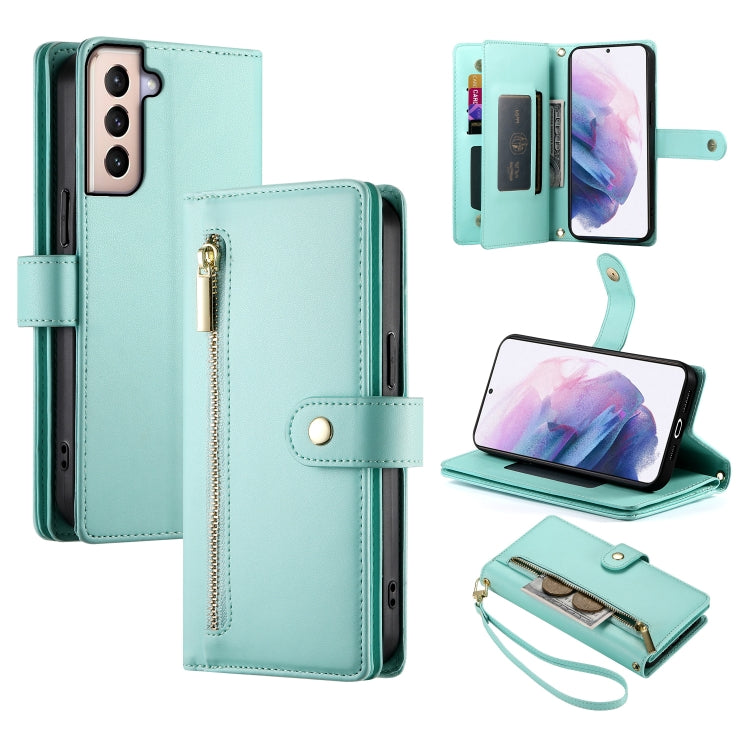 Custodia per cellulare in pelle con nove scomparti per carte e cerniera, For Samsung Galaxy S21+ 5G, For Samsung Galaxy S21 Ultra 5G
