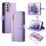 Custodia per cellulare in pelle con nove scomparti per carte e cerniera, For Samsung Galaxy S21+ 5G, For Samsung Galaxy S21 Ultra 5G