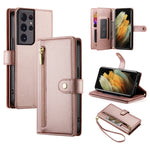 Custodia per cellulare in pelle con nove scomparti per carte e cerniera, For Samsung Galaxy S21+ 5G, For Samsung Galaxy S21 Ultra 5G