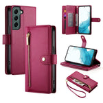 Custodia per cellulare in pelle con nove scomparti per carte e cerniera, For Samsung Galaxy S22+ 5G, For Samsung Galaxy S22 5G, For Samsung Galaxy S21 FE 5G, For Samsung Galaxy S21 5G