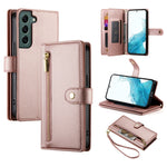 Custodia per cellulare in pelle con nove scomparti per carte e cerniera, For Samsung Galaxy S22+ 5G, For Samsung Galaxy S22 5G, For Samsung Galaxy S21 FE 5G, For Samsung Galaxy S21 5G