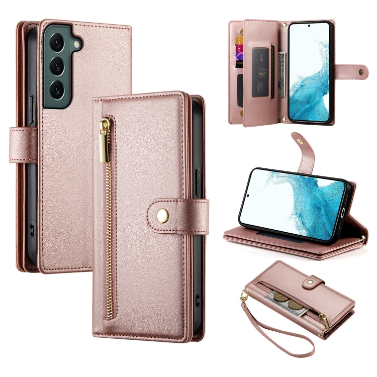 Custodia per cellulare in pelle con nove scomparti per carte e cerniera, For Samsung Galaxy S22+ 5G, For Samsung Galaxy S22 5G, For Samsung Galaxy S21 FE 5G, For Samsung Galaxy S21 5G