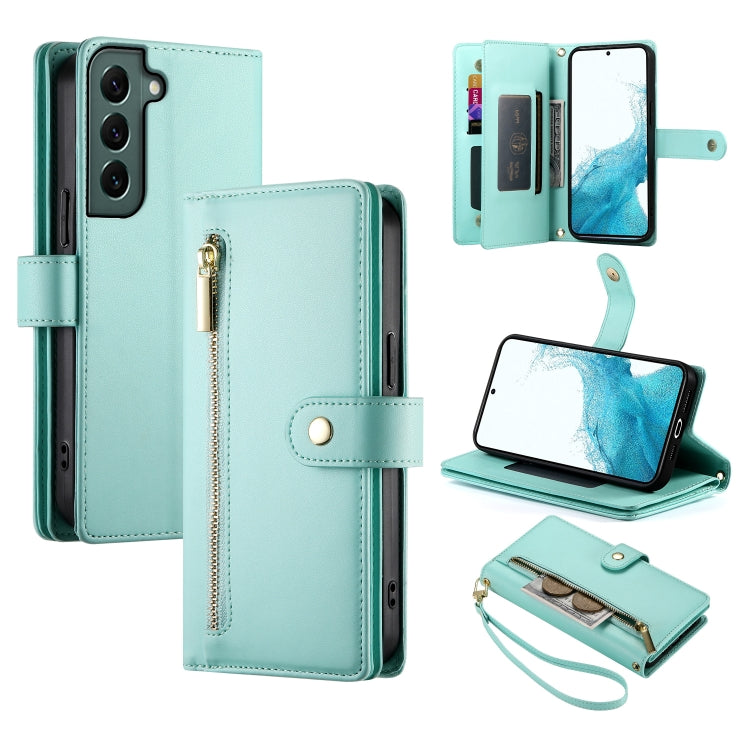 Custodia per cellulare in pelle con nove scomparti per carte e cerniera, For Samsung Galaxy S22+ 5G, For Samsung Galaxy S22 5G, For Samsung Galaxy S21 FE 5G, For Samsung Galaxy S21 5G