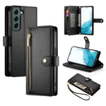 Custodia per cellulare in pelle con nove scomparti per carte e cerniera, For Samsung Galaxy S22+ 5G, For Samsung Galaxy S22 5G, For Samsung Galaxy S21 FE 5G, For Samsung Galaxy S21 5G