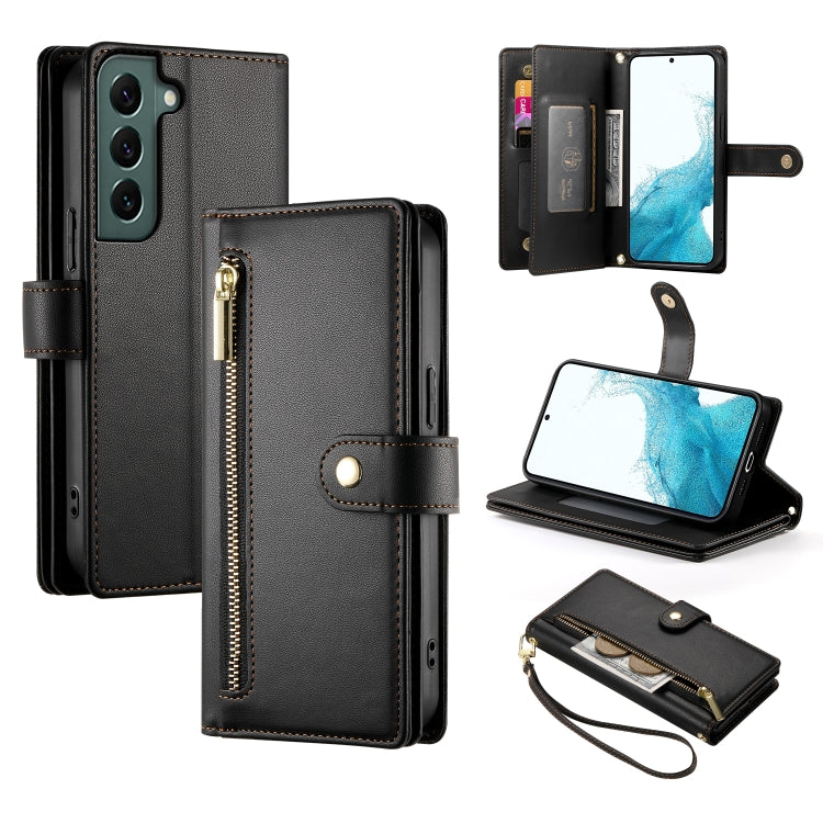 Custodia per cellulare in pelle con nove scomparti per carte e cerniera, For Samsung Galaxy S22+ 5G, For Samsung Galaxy S22 5G, For Samsung Galaxy S21 FE 5G, For Samsung Galaxy S21 5G