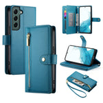 Custodia per cellulare in pelle con nove scomparti per carte e cerniera, For Samsung Galaxy S22+ 5G, For Samsung Galaxy S22 5G, For Samsung Galaxy S21 FE 5G, For Samsung Galaxy S21 5G