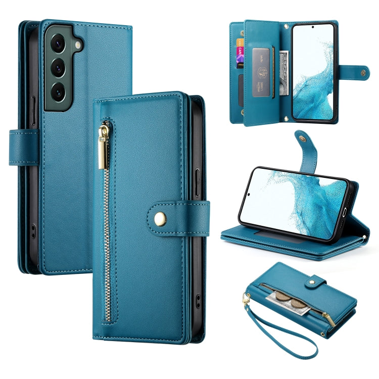 Custodia per cellulare in pelle con nove scomparti per carte e cerniera, For Samsung Galaxy S22+ 5G, For Samsung Galaxy S22 5G, For Samsung Galaxy S21 FE 5G, For Samsung Galaxy S21 5G