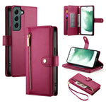 Custodia per cellulare in pelle con nove scomparti per carte e cerniera, For Samsung Galaxy S22+ 5G, For Samsung Galaxy S22 5G, For Samsung Galaxy S21 FE 5G, For Samsung Galaxy S21 5G