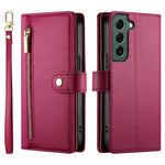 Custodia per cellulare in pelle con nove scomparti per carte e cerniera, For Samsung Galaxy S22+ 5G, For Samsung Galaxy S22 5G, For Samsung Galaxy S21 FE 5G, For Samsung Galaxy S21 5G