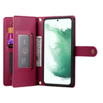 Custodia per cellulare in pelle con nove scomparti per carte e cerniera, For Samsung Galaxy S22+ 5G, For Samsung Galaxy S22 5G, For Samsung Galaxy S21 FE 5G, For Samsung Galaxy S21 5G