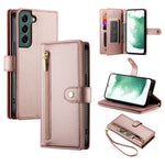 Custodia per cellulare in pelle con nove scomparti per carte e cerniera, For Samsung Galaxy S22+ 5G, For Samsung Galaxy S22 5G, For Samsung Galaxy S21 FE 5G, For Samsung Galaxy S21 5G