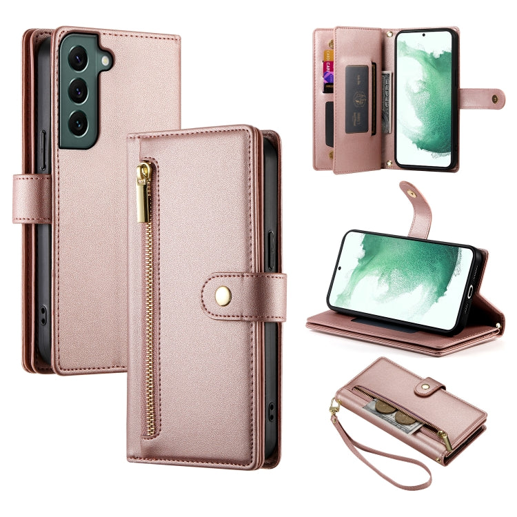 Custodia per cellulare in pelle con nove scomparti per carte e cerniera, For Samsung Galaxy S22+ 5G, For Samsung Galaxy S22 5G, For Samsung Galaxy S21 FE 5G, For Samsung Galaxy S21 5G
