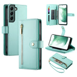 Custodia per cellulare in pelle con nove scomparti per carte e cerniera, For Samsung Galaxy S22+ 5G, For Samsung Galaxy S22 5G, For Samsung Galaxy S21 FE 5G, For Samsung Galaxy S21 5G