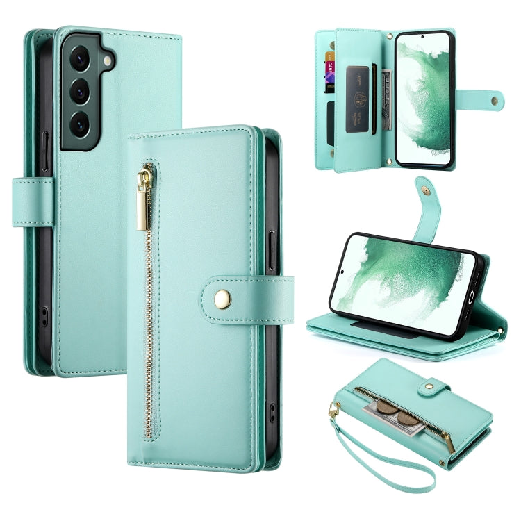 Custodia per cellulare in pelle con nove scomparti per carte e cerniera, For Samsung Galaxy S22+ 5G, For Samsung Galaxy S22 5G, For Samsung Galaxy S21 FE 5G, For Samsung Galaxy S21 5G