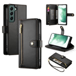 Custodia per cellulare in pelle con nove scomparti per carte e cerniera, For Samsung Galaxy S22+ 5G, For Samsung Galaxy S22 5G, For Samsung Galaxy S21 FE 5G, For Samsung Galaxy S21 5G