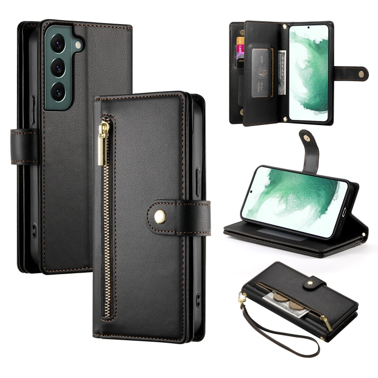 Custodia per cellulare in pelle con nove scomparti per carte e cerniera, For Samsung Galaxy S22+ 5G, For Samsung Galaxy S22 5G, For Samsung Galaxy S21 FE 5G, For Samsung Galaxy S21 5G