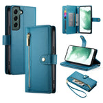 Custodia per cellulare in pelle con nove scomparti per carte e cerniera, For Samsung Galaxy S22+ 5G, For Samsung Galaxy S22 5G, For Samsung Galaxy S21 FE 5G, For Samsung Galaxy S21 5G