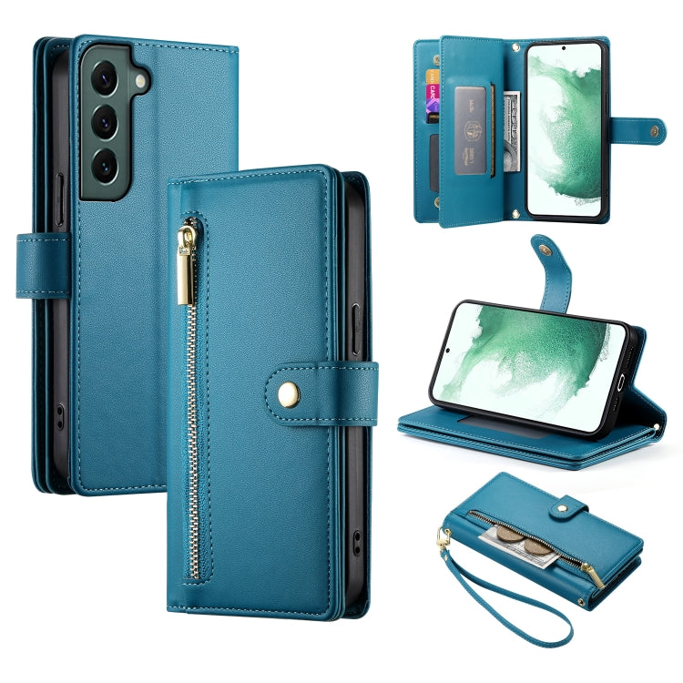 Custodia per cellulare in pelle con nove scomparti per carte e cerniera, For Samsung Galaxy S22+ 5G, For Samsung Galaxy S22 5G, For Samsung Galaxy S21 FE 5G, For Samsung Galaxy S21 5G