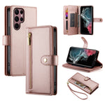 Custodia per cellulare in pelle con nove scomparti per carte e cerniera, For Samsung Galaxy S23 Ultra 5G, For Samsung Galaxy S23+ 5G, For Samsung Galaxy S23 5G, For Samsung Galaxy S22 Ultra 5G