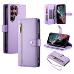 Custodia per cellulare in pelle con nove scomparti per carte e cerniera, For Samsung Galaxy S23 Ultra 5G, For Samsung Galaxy S23+ 5G, For Samsung Galaxy S23 5G, For Samsung Galaxy S22 Ultra 5G