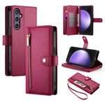 Custodia per cellulare in pelle con nove scomparti per carte e cerniera, For Samsung Galaxy S24 Ultra 5G, For Samsung Galaxy S24+ 5G, For Samsung Galaxy S24 5G, For Samsung Galaxy S23 FE 5G