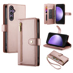 Custodia per cellulare in pelle con nove scomparti per carte e cerniera, For Samsung Galaxy S24 Ultra 5G, For Samsung Galaxy S24+ 5G, For Samsung Galaxy S24 5G, For Samsung Galaxy S23 FE 5G
