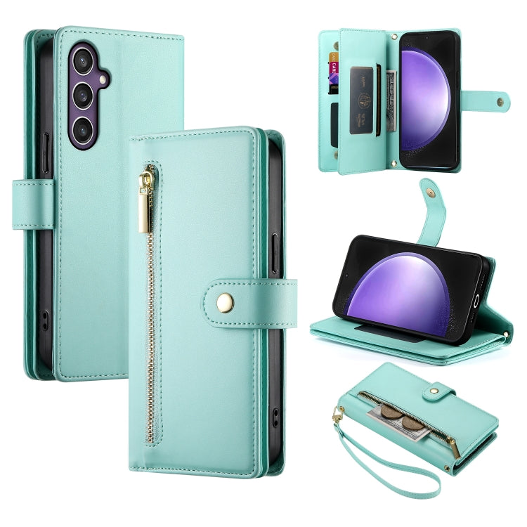Custodia per cellulare in pelle con nove scomparti per carte e cerniera, For Samsung Galaxy S24 Ultra 5G, For Samsung Galaxy S24+ 5G, For Samsung Galaxy S24 5G, For Samsung Galaxy S23 FE 5G