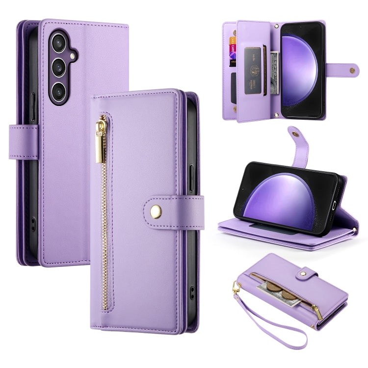 Custodia per cellulare in pelle con nove scomparti per carte e cerniera, For Samsung Galaxy S24 Ultra 5G, For Samsung Galaxy S24+ 5G, For Samsung Galaxy S24 5G, For Samsung Galaxy S23 FE 5G