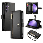 Custodia per cellulare in pelle con nove scomparti per carte e cerniera, For Samsung Galaxy S24 Ultra 5G, For Samsung Galaxy S24+ 5G, For Samsung Galaxy S24 5G, For Samsung Galaxy S23 FE 5G