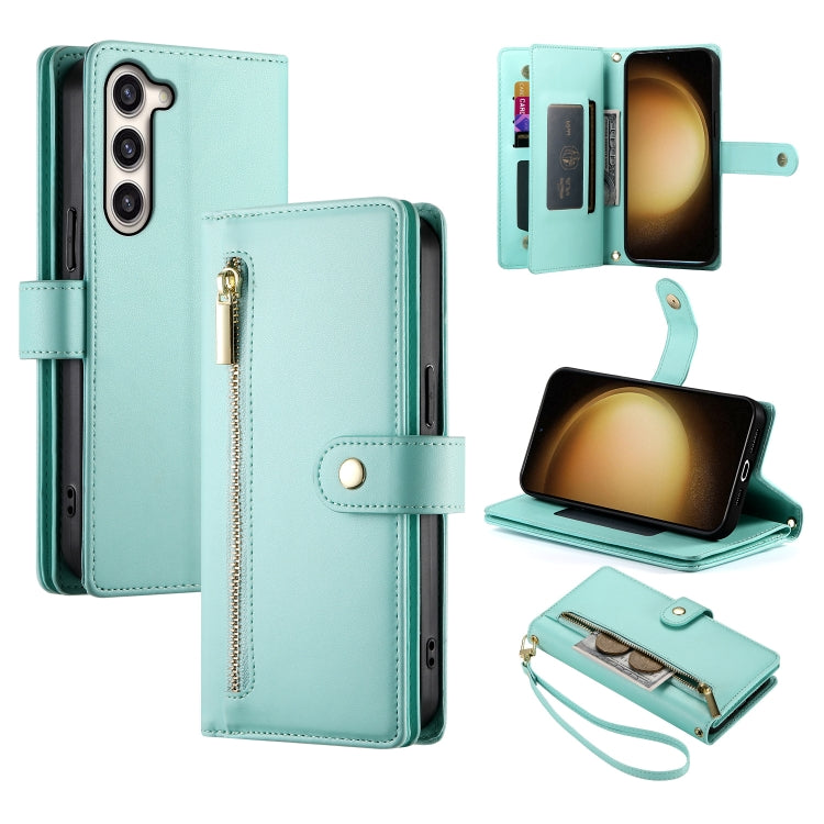 Custodia per cellulare in pelle con nove scomparti per carte e cerniera, For Samsung Galaxy S23 Ultra 5G, For Samsung Galaxy S23+ 5G, For Samsung Galaxy S23 5G, For Samsung Galaxy S22 Ultra 5G