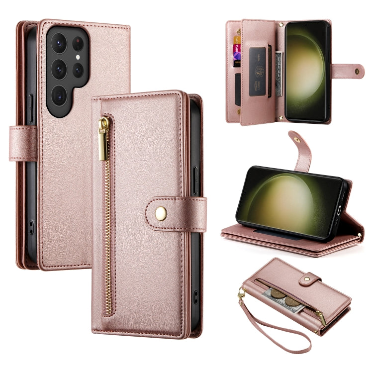 Custodia per cellulare in pelle con nove scomparti per carte e cerniera, For Samsung Galaxy S23 Ultra 5G, For Samsung Galaxy S23+ 5G, For Samsung Galaxy S23 5G, For Samsung Galaxy S22 Ultra 5G