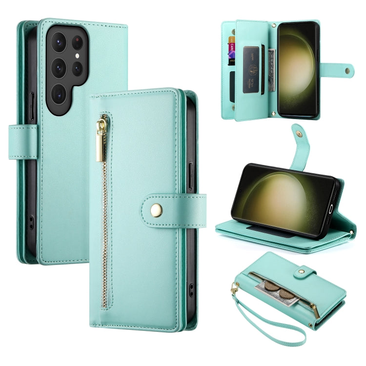 Custodia per cellulare in pelle con nove scomparti per carte e cerniera, For Samsung Galaxy S23 Ultra 5G, For Samsung Galaxy S23+ 5G, For Samsung Galaxy S23 5G, For Samsung Galaxy S22 Ultra 5G