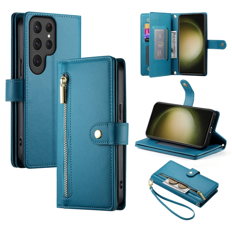Custodia per cellulare in pelle con nove scomparti per carte e cerniera, For Samsung Galaxy S23 Ultra 5G, For Samsung Galaxy S23+ 5G, For Samsung Galaxy S23 5G, For Samsung Galaxy S22 Ultra 5G