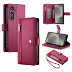 Custodia per cellulare in pelle con nove scomparti per carte e cerniera, For Samsung Galaxy S24 Ultra 5G, For Samsung Galaxy S24+ 5G, For Samsung Galaxy S24 5G, For Samsung Galaxy S23 FE 5G