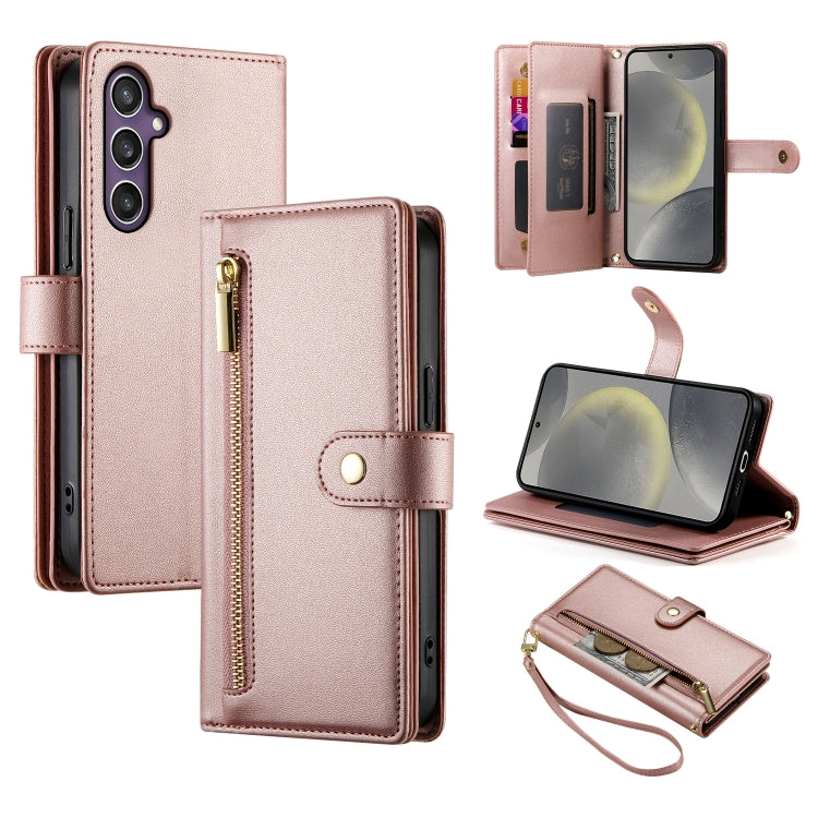 Custodia per cellulare in pelle con nove scomparti per carte e cerniera, For Samsung Galaxy S24 Ultra 5G, For Samsung Galaxy S24+ 5G, For Samsung Galaxy S24 5G, For Samsung Galaxy S23 FE 5G