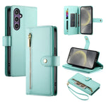 Custodia per cellulare in pelle con nove scomparti per carte e cerniera, For Samsung Galaxy S24 Ultra 5G, For Samsung Galaxy S24+ 5G, For Samsung Galaxy S24 5G, For Samsung Galaxy S23 FE 5G