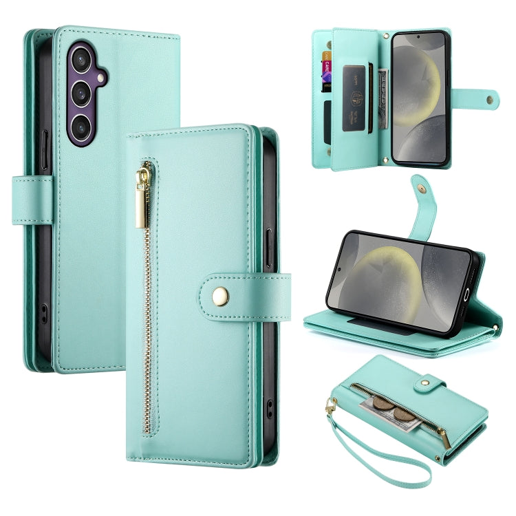 Custodia per cellulare in pelle con nove scomparti per carte e cerniera, For Samsung Galaxy S24 Ultra 5G, For Samsung Galaxy S24+ 5G, For Samsung Galaxy S24 5G, For Samsung Galaxy S23 FE 5G