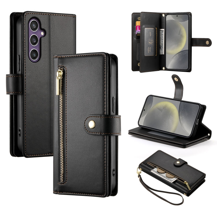 Custodia per cellulare in pelle con nove scomparti per carte e cerniera, For Samsung Galaxy S24 Ultra 5G, For Samsung Galaxy S24+ 5G, For Samsung Galaxy S24 5G, For Samsung Galaxy S23 FE 5G