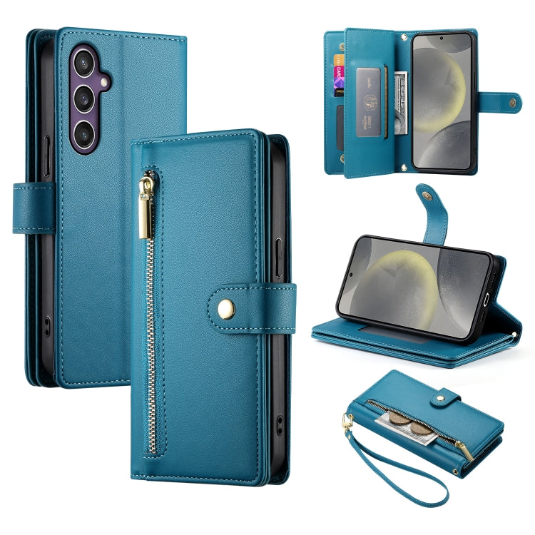 Custodia per cellulare in pelle con nove scomparti per carte e cerniera, For Samsung Galaxy S24 Ultra 5G, For Samsung Galaxy S24+ 5G, For Samsung Galaxy S24 5G, For Samsung Galaxy S23 FE 5G