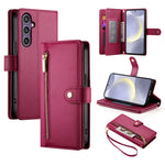 Custodia per cellulare in pelle con nove scomparti per carte e cerniera, For Samsung Galaxy S24 Ultra 5G, For Samsung Galaxy S24+ 5G, For Samsung Galaxy S24 5G, For Samsung Galaxy S23 FE 5G