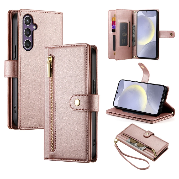 Custodia per cellulare in pelle con nove scomparti per carte e cerniera, For Samsung Galaxy S24 Ultra 5G, For Samsung Galaxy S24+ 5G, For Samsung Galaxy S24 5G, For Samsung Galaxy S23 FE 5G