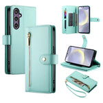 Custodia per cellulare in pelle con nove scomparti per carte e cerniera, For Samsung Galaxy S24 Ultra 5G, For Samsung Galaxy S24+ 5G, For Samsung Galaxy S24 5G, For Samsung Galaxy S23 FE 5G