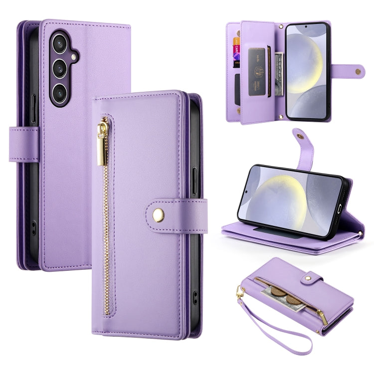 Custodia per cellulare in pelle con nove scomparti per carte e cerniera, For Samsung Galaxy S24 Ultra 5G, For Samsung Galaxy S24+ 5G, For Samsung Galaxy S24 5G, For Samsung Galaxy S23 FE 5G