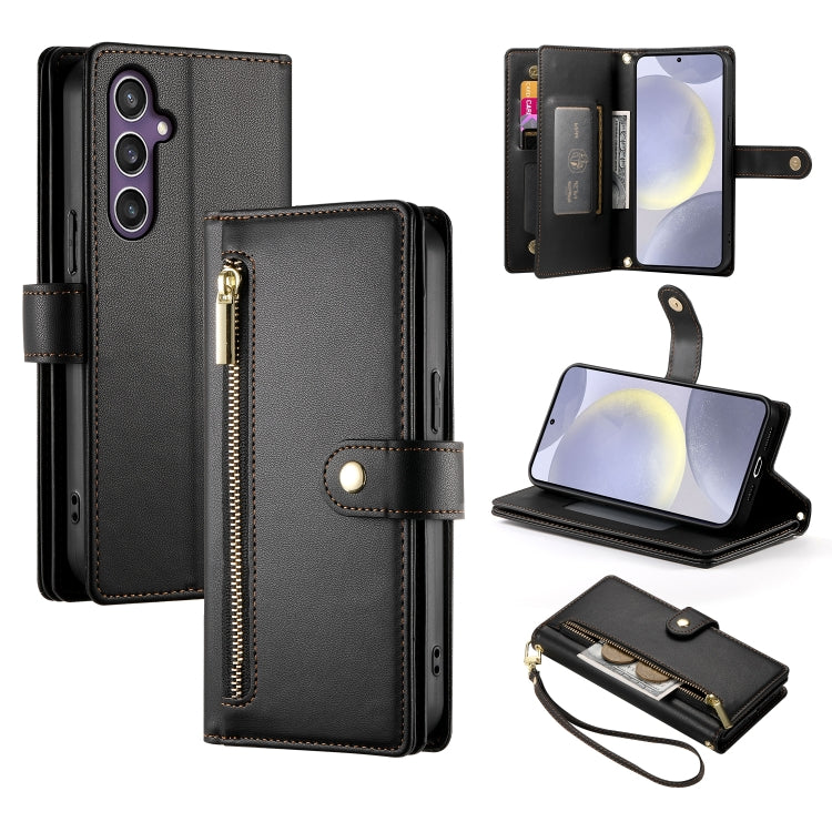 Custodia per cellulare in pelle con nove scomparti per carte e cerniera, For Samsung Galaxy S24 Ultra 5G, For Samsung Galaxy S24+ 5G, For Samsung Galaxy S24 5G, For Samsung Galaxy S23 FE 5G