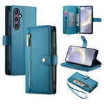 Custodia per cellulare in pelle con nove scomparti per carte e cerniera, For Samsung Galaxy S24 Ultra 5G, For Samsung Galaxy S24+ 5G, For Samsung Galaxy S24 5G, For Samsung Galaxy S23 FE 5G